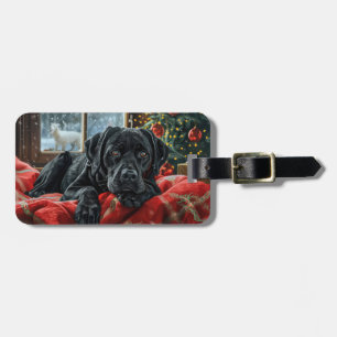 Étiquette À Bagage Black Labrador Chien Festive de Noël
