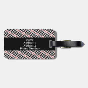 Étiquette À Bagage Black White Red Classic Checkered Fabric
