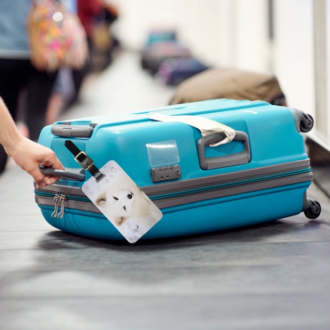 Étiquette À Bagage Blanc arctique renard neige mignon animal personna (Créateur téléchargé)