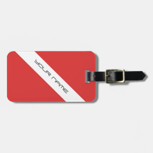 Étiquette À Bagage Blanc rouge d'emblème de plongeurs de drapeau de