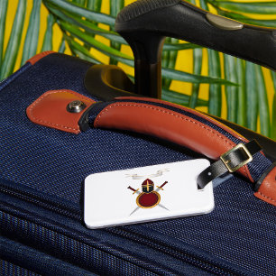 Étiquette À Bagage Blason de Chevalier Médiéval Casque Épées Bouclier