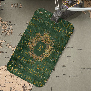 Étiquette À Bagage Blason de monogramme vintage manuscrit de musique 