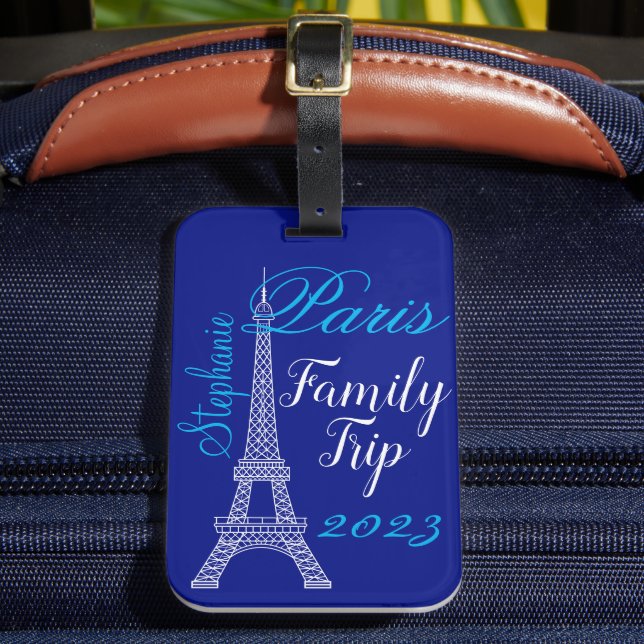 Étiquette À Bagage Bleu Chic Paris Tour Eiffel Voyage en famille (Insitu Rectoal 2)