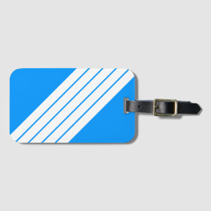 Étiquette À Bagage Bleu clair Blanc rayé les années 70 80s rayures ré