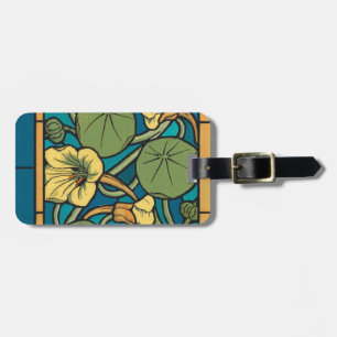 Étiquette À Bagage Bleu jaune Nasturtium Fleur Nouveau Motif