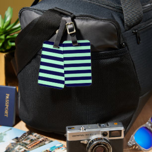 Étiquette À Bagage Bleu marine et vert menthe marine