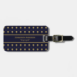 Étiquette À Bagage Bleu marine vintage et livre d'or avec le nom