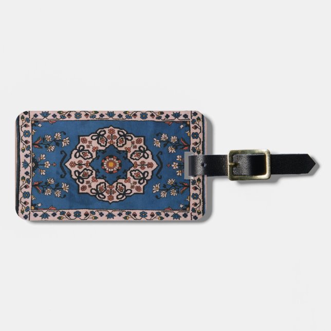 Étiquette À Bagage Bleu Oriental  Persan  Turc  Motif (Devant horizontal)