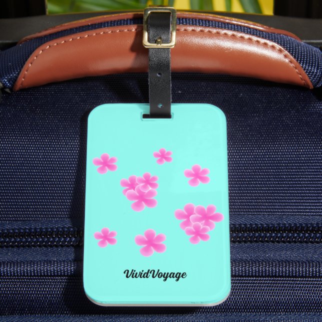 Étiquette À Bagage bleu rose élégant motif moderne (Insitu Rectoal 2)