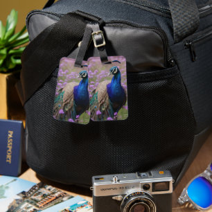 Étiquette À Bagage Bleu Royal : Bleu Peacock En Champ Lavande,