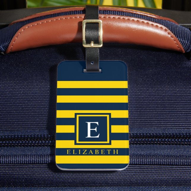 Étiquette À Bagage Bloc de couleur bleu foncé clair personnalisable (Insitu Rectoal 2)