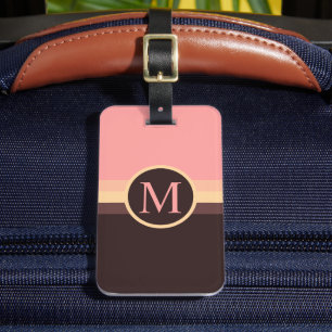 Étiquette À Bagage Bloc de couleur Brown Pastel rose