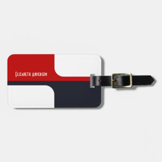 Étiquette À Bagage Blocs de couleurs graphiques à la mode rouge blanc