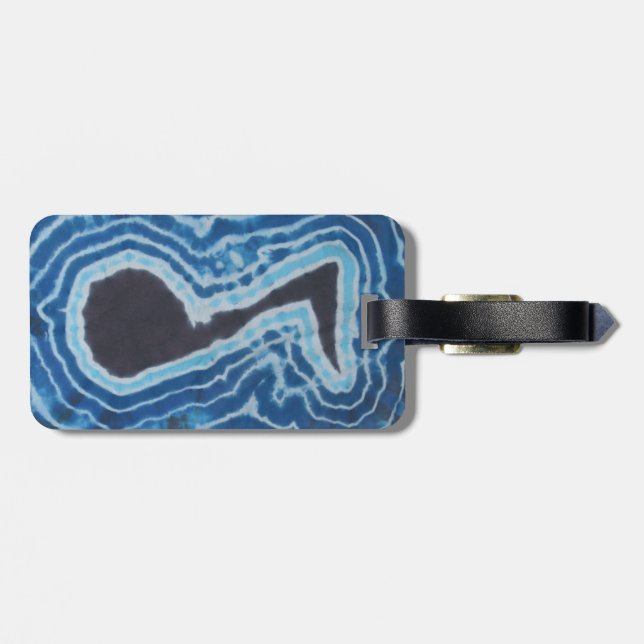 Étiquette À Bagage Blue Black Love Music Note Tie Dye (Dos horizontal)