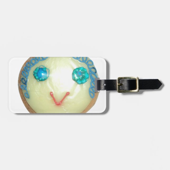 Étiquette À Bagage Blue Hair Emoji Art Imprimer/Graphique (Devant horizontal)