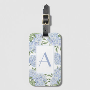 Étiquette À Bagage Blue Hydrangea Monogramme initial unique Personnal