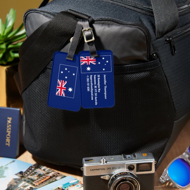 Étiquette À Bagage Blue Navy Australia Flag Australian Personalized (Recto & Verso)