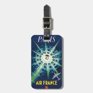 Étiquette À Bagage Blue Vintage Paris French Air Travel Europe