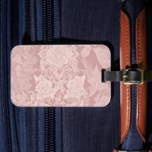 Étiquette À Bagage Blush et rose pastel art IA