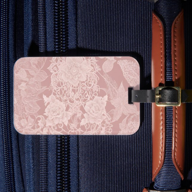 Étiquette À Bagage Blush et rose pastel art IA  (Insitu Rectoal 4)