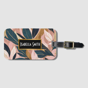 Étiquette À Bagage Blush Pink Gold Boho Collection Feuille tendance