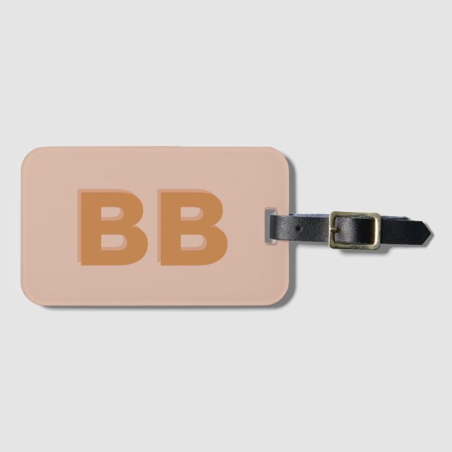 Étiquette À Bagage Blush Rose Bohème Monogramme Initiale (Devant Horizontal)