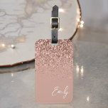 Étiquette À Bagage Blush Rose Gold Glitter Monogram Féminin<br><div class="desc">Étiquette de Bagage Monogramme Pailleté Rose Gold - Rose Blush. C'est le cadeau idéal pour un anniversaire sweet 16,  un mariage,  une douche de mariée,  une baby shower ou une soirée d'enterrement de vie de jeune fille pour quelqu'un qui voyage avec style.</div>