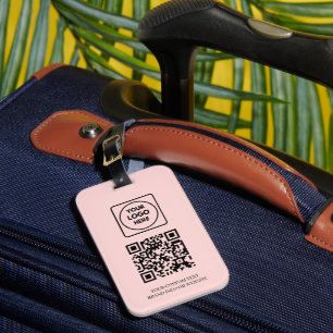 Étiquette À Bagage Blush Rose QR Logo d'entreprise professionnel ID