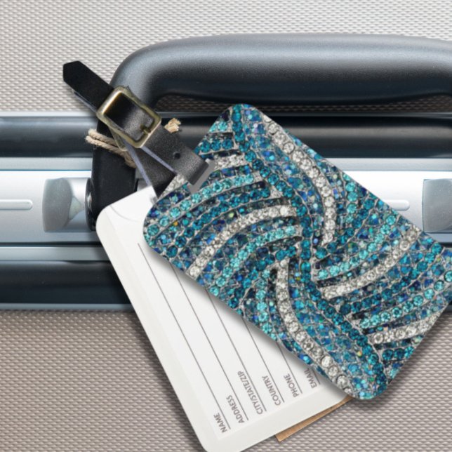 Étiquette À Bagage  bohemian girly chic silver grey turquoise blue (bohemian girly chic silver grey turquoise blue luggage tag)
