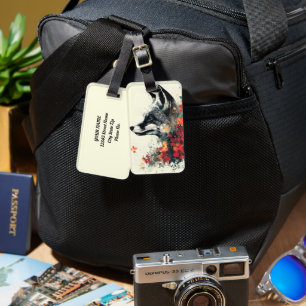 Étiquette À Bagage Boho Floral Fox Faune Nature