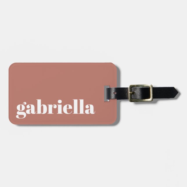 Étiquette À Bagage Boho Terracotta Bold Typographie Nom personnalisé (Devant horizontal)