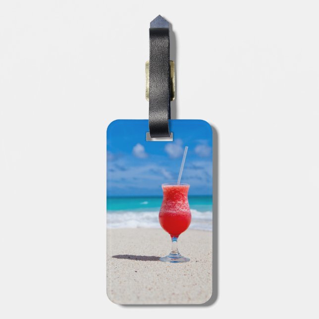 Étiquette À Bagage Boire sur la plage (Dos Vertical)
