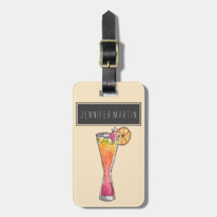 Étiquette À Bagage Boisson fruitée mélangée tropicale de fraise de