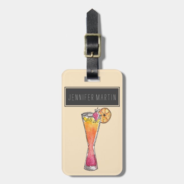 Étiquette À Bagage Boisson fruitée mélangée tropicale de fraise de (Devant Vertical)