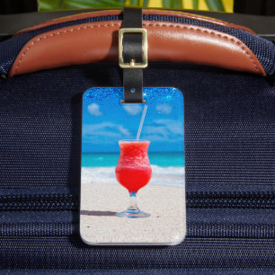 Étiquette À Bagage Boisson tropicale congelée sur la plage avec Monog