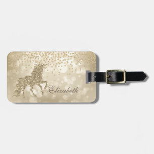 Étiquette À Bagage Bokeh Foil Confetti Licorne Paillettes Dorées