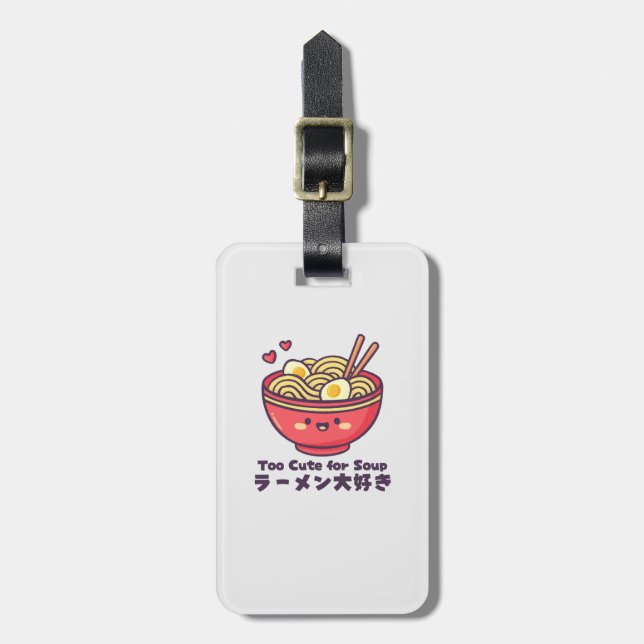Étiquette À Bagage Bol à ramen rouge Kawaii (Devant Vertical)