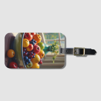 Étiquette À Bagage Bol de fruit sur table peinture à l'huile classiqu