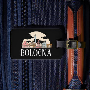 Étiquette À Bagage Bologne Italie Ville Vintage voyage Silhouette