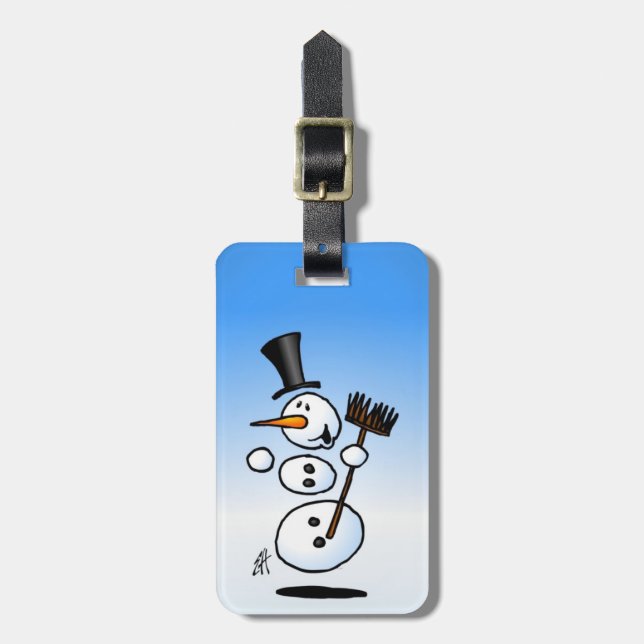 Étiquette À Bagage Bonhomme de neige de danse (Devant Vertical)