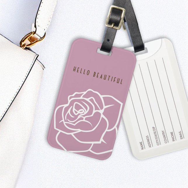 Étiquette À Bagage Bonjour Belle - Rose Rose Moderne Chic (Créateur téléchargé)