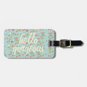 Étiquette À Bagage Bonjour le motif floral vintage magnifique minable