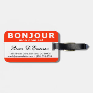Étiquette À Bagage BONJOUR mon nom est