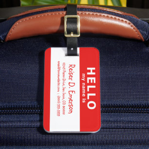 Étiquette À Bagage bonjour mon nom est rouge