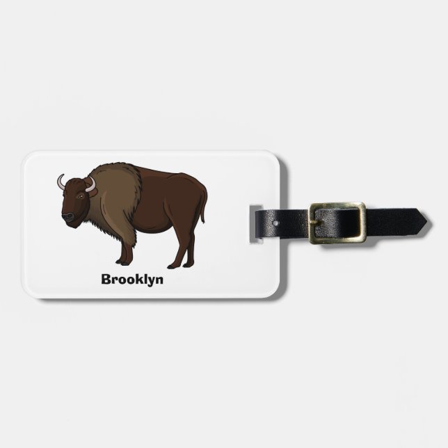 Étiquette À Bagage Bonne illustration de bison américain (Devant horizontal)