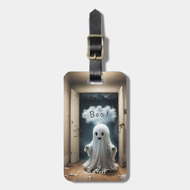 Étiquette À Bagage Boo de placard Imaginaire Ghost mignon (Devant Vertical)