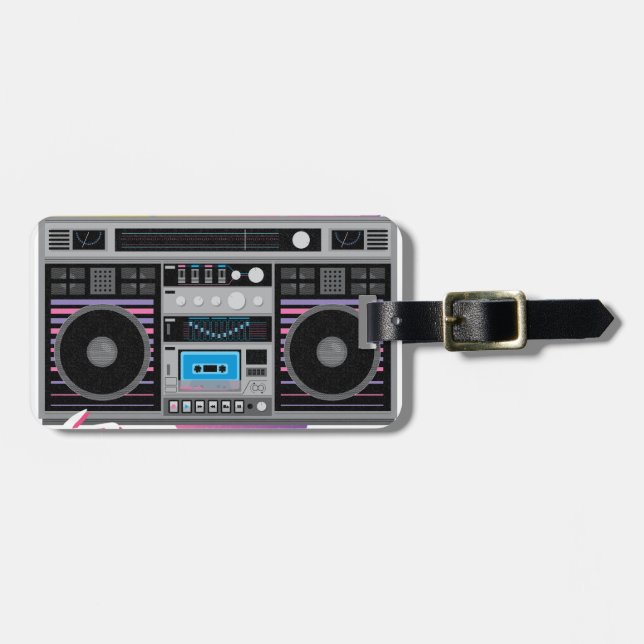 Étiquette À Bagage boombox de sableuse de ghetto des années 1980 (Devant horizontal)