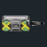 Étiquette À Bagage Boombox Jamaïque<br><div class="desc">Bonjour,  cette vieille école design et le cool représentent une boombox vintage couplée au drapeau de la Jamaïque. Drôle et swag il vous suivra partout!</div>