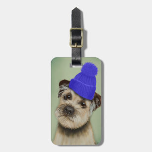 Étiquette À Bagage Bordure Terrier avec Casquette Bobble Bleu
