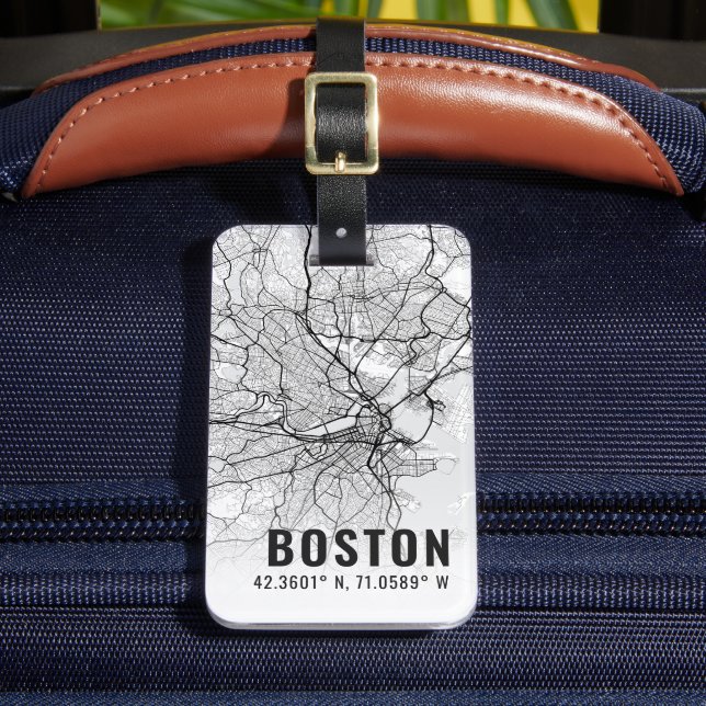 Étiquette À Bagage Boston City Map Topographie (Insitu Rectoal 2)